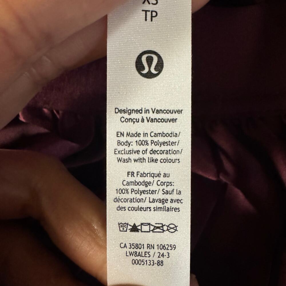 Lululemon Satin Pleated Midi Skirt Size XS Burgundy - Picture 8 of 8